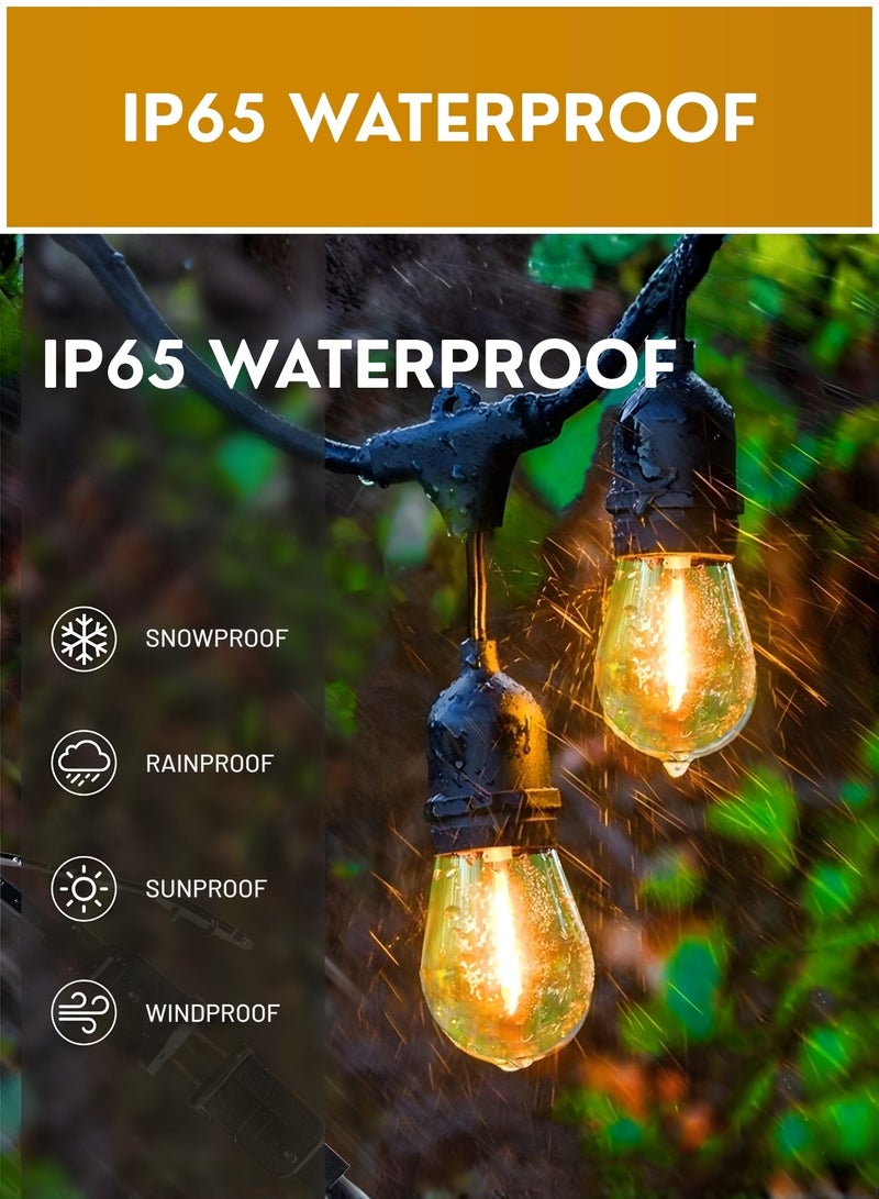 10M 20 Bulbs Warm White LED String Lights Plug-In – IP65 Waterproof Outdoor Edison Fairy Lights with Adapter, Patio Garden Balcony Ramzan Decoration Lights for Home & Party - Image 2